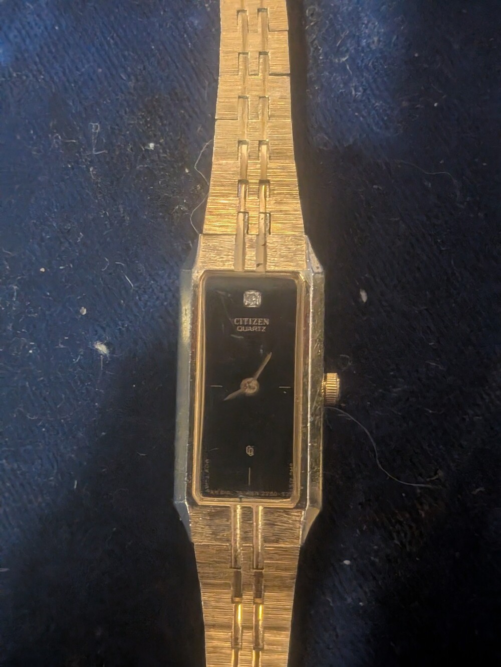 Citizen Women's Gold-Tone Tank Quartz Watch with Black Dial